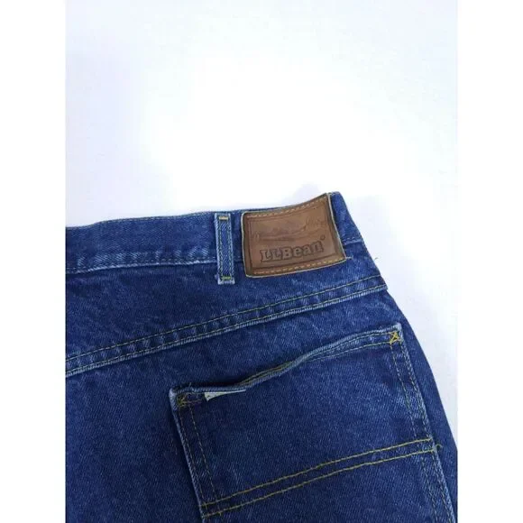 L.L. Bean Jeans‎ Mens 38×30 Vintage Blue Denim Flannel Lined Red Tartan Plaid